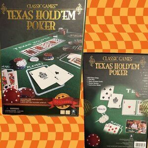 Classic Games Texas Hold'Em Poker Premium Quality 200 Poker Chips & Mat Game Set